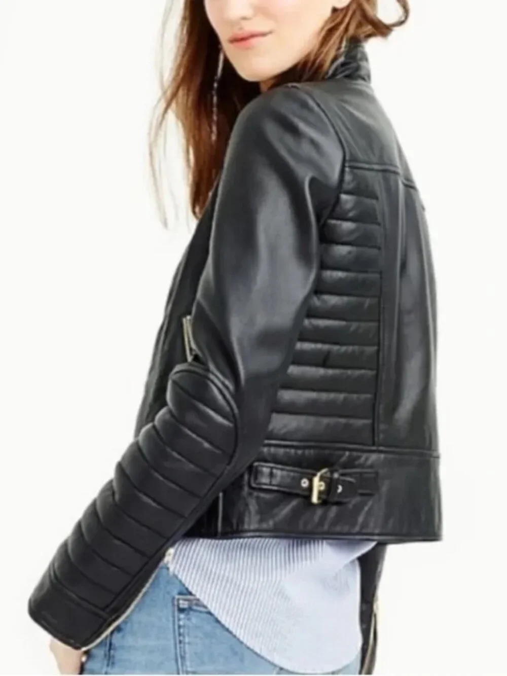 J.Crew Black Stand Collar Leather Jacket